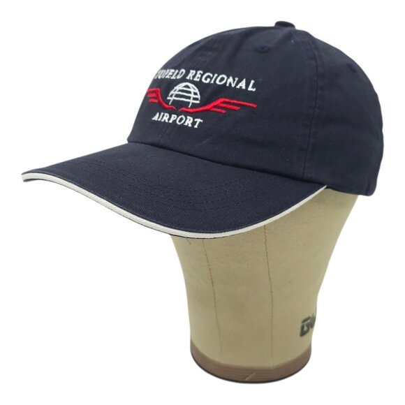 Tupelo Regional Airport Strapback Cap Embroidered Logo Baseball Hat Navy Blue - Picture 2 of 14